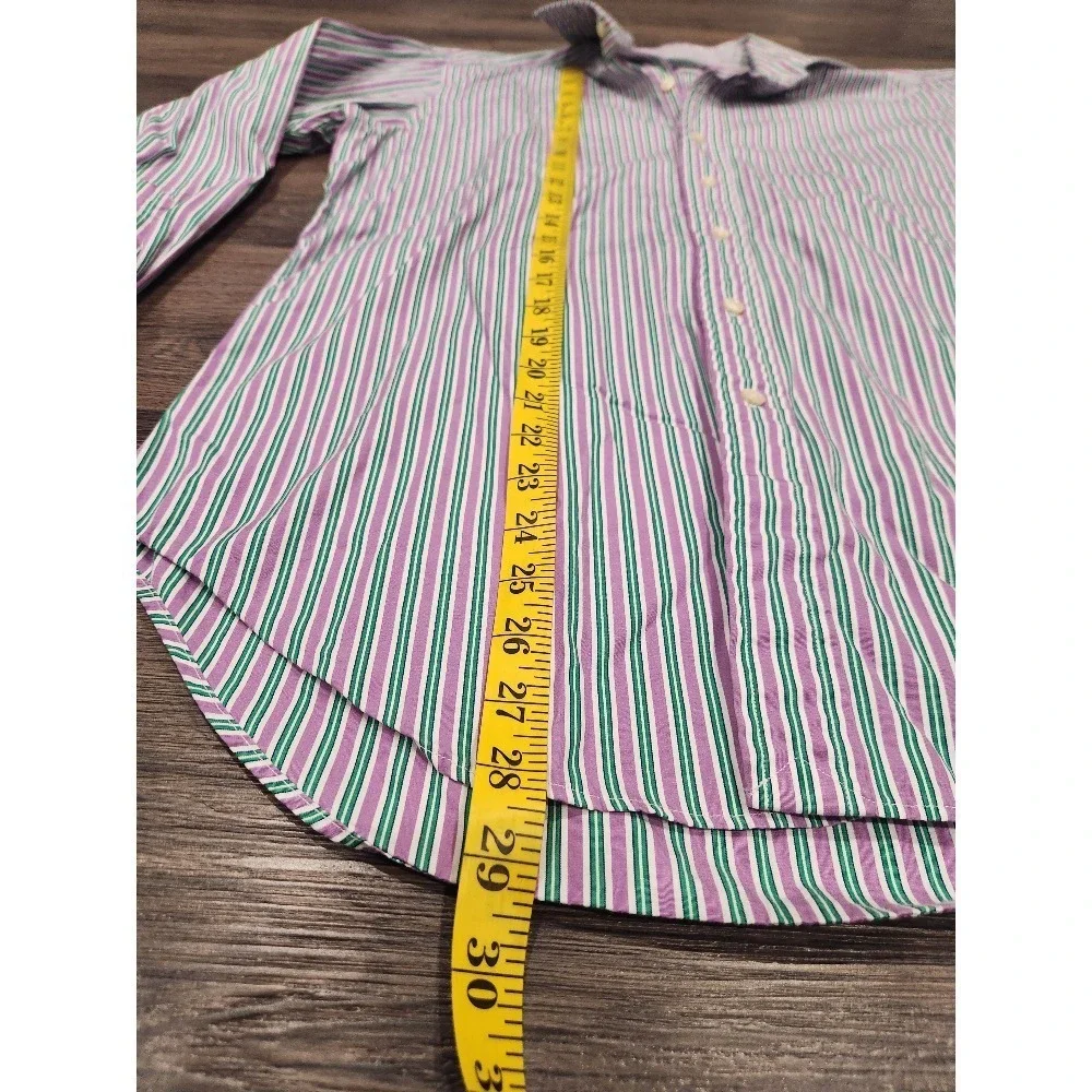 Polo Ralph Lauren Striped‎ Classic Fit Button Down Shirt Purple Green 15 1/2